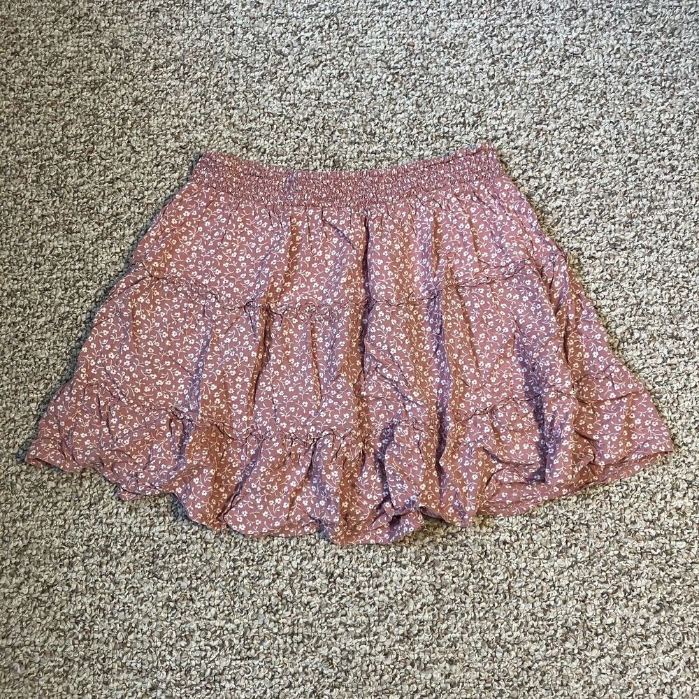 Hollister Womens Ultra High Rise Tiered Skirt Sz L Tiered Cottage Pink Coquette
